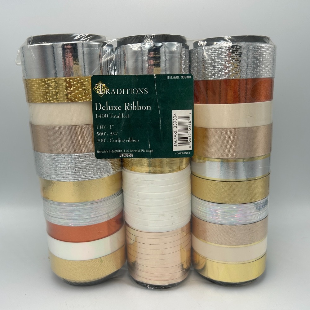 Curling Ribbon Roll Vintage Gold Silver Gift Wrapping Party Christmas Deluxe New